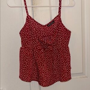 SHEIN Red Ruched Tie Front Camisole